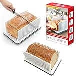 New Upgrade Bread Slicer for Homemade Bread, Bread Slicing Guide Adjustable Width, Foldable and Compact Cutting Guide with Crumb Tray, Suitability for Homemade Bread, Bagels, Cakes