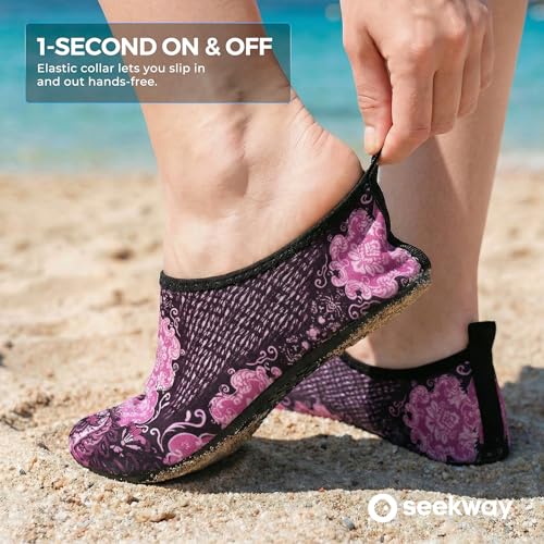 Image of SEEKWAY Water Shoes Women Men Adult Quick-Dry Aqua Socks Barefoot Non Slip for Beach Swim River Pool Lake surf Black SK002(U)