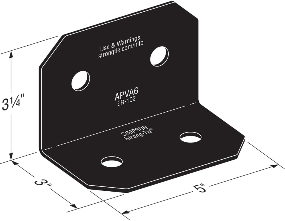 Simpson Strong-Tie APVA6 Outdoor Accents Avant Collection ZMAX, Black Powder-Coated 90° Angle for 6X (Pack of 12)