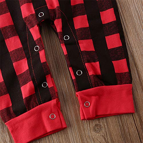 Duanyozu Infant Baby Girls Ruffle Plaid Jumpsuit Romper Long Sleeve One Piece Outfit Fall Winter Christmas Clothes thumb #4