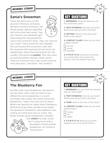 100 Task Cards: Making Inferences: Reproducible Mini-Passages With Key Questions to Boost Reading Comprehension Skills - Image 5