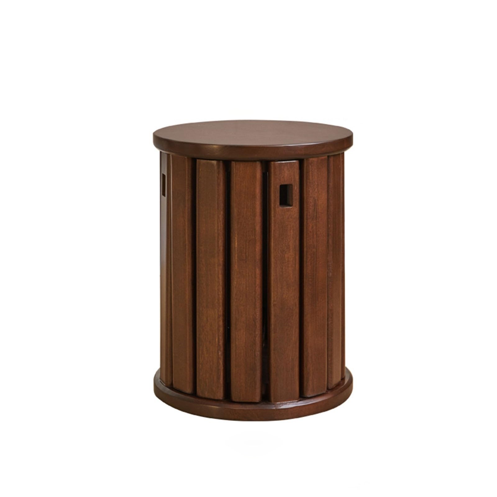 Tabouret rond empilable en bois massif marron pour la maison