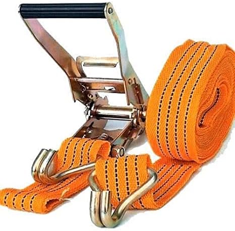 Bd Polyester Cargo Lashing Belt Orange | Belt for Dj | Rachet Tie Down with Flat Hook Cargo Strap Quick Thumb Release Ties Orange (6 MTR)