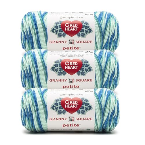Image of Red Heart Granny Square Petite Yarn for Crocheting, Snazzy, 3-Pack