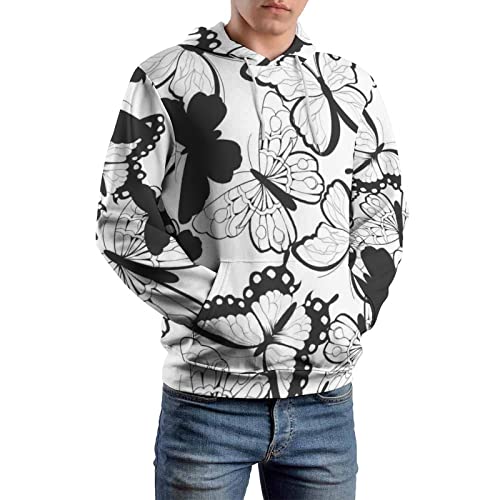 Hoodie imprimé 3D papillon noir avec manches longues - 6