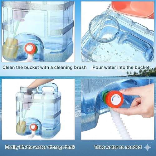 Image of Careopeta15 L Camping Water Container Portable Camping Can Water can for Travelling Travel Hiking Picnic Water Storage Containers Dispenser Barrel with Faucet Water Camper Outdoor (Sky Blue, 15L)