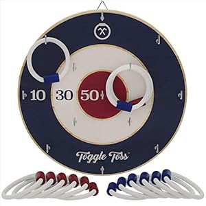 Toggle Toss Official Wall-Mounted Ring Toss Game Set – Fun Bar Games & Wall Games for Game Room or Basement – Perfect for Adults & Kids
