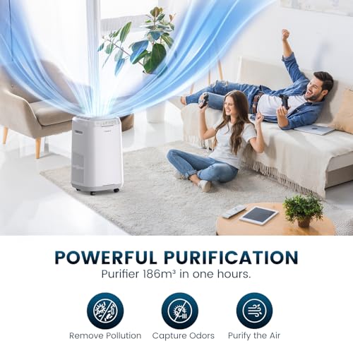 Nuwave OxyPure ZERO Smart Air Purifier, Large Area up to 186 CBM, Dual 4-Stage Air Filtration, Adjustable 30°, 60°, 90° Vents, Washable & Reusable Filters for ZERO Waste & ZERO Filter Replacements