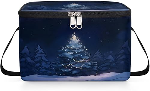 Miniatura 8 de Decoración clásica de árboles de Navidad, bolsa de almuerzo aislada para mujer, reutilizable, bolsa cuadrada de comida para adultos y hombres,