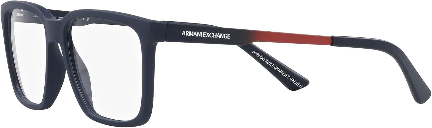 Armani Exchange Men's Ax3103 Rectangular Prescription Eyewear Frames Matte Blue/Demo Lens 55 Millimeters image 3 of 7 B0BXM45SXX