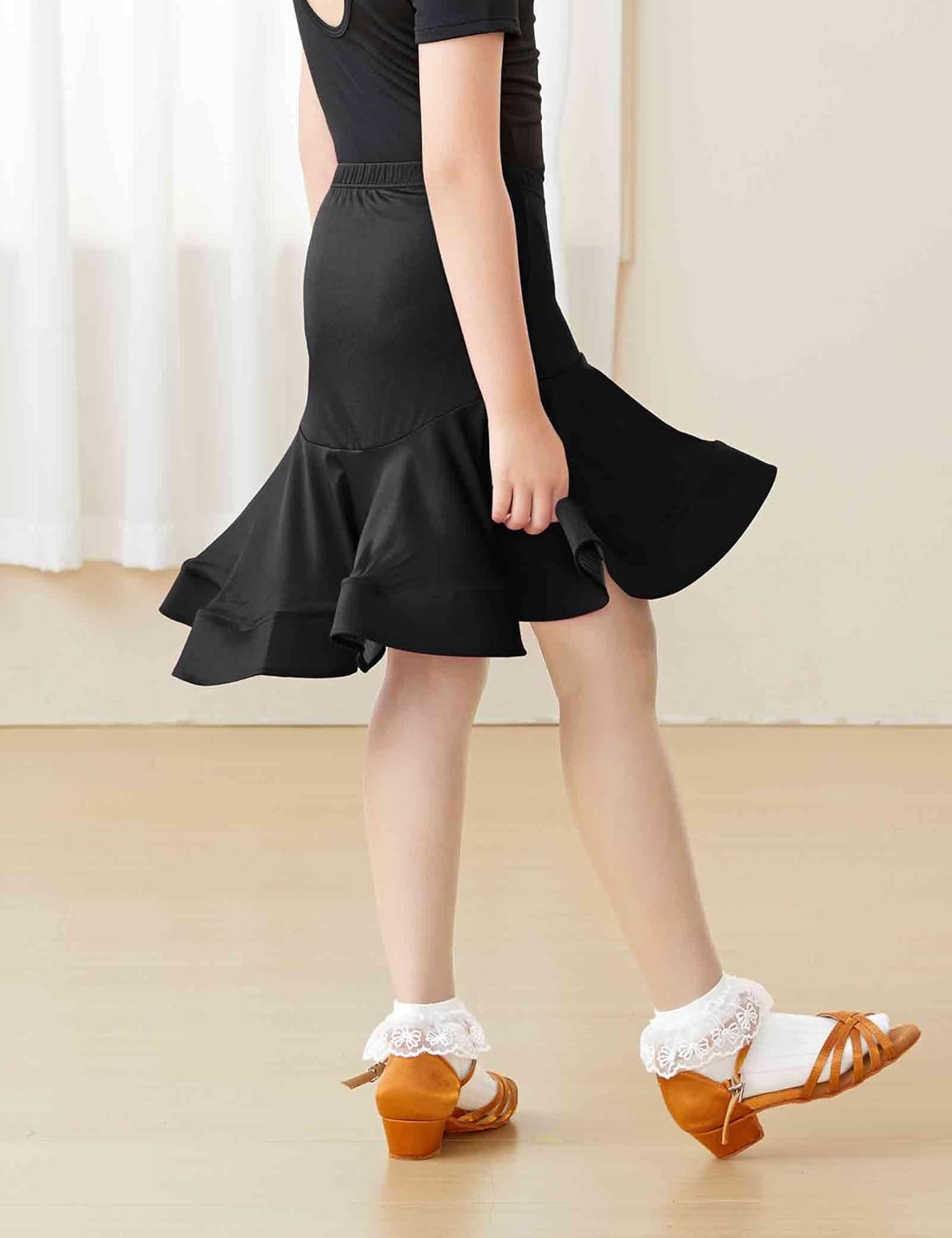 Asymmetric Fishtail Hip Latin Ballroom Skirts for Girls Dance, Salsa, Tango, Samba - Image 3