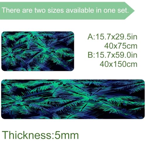Tapis de cuisine absorbant lot de 2 design tropical pour protéger le sol de la buanderie