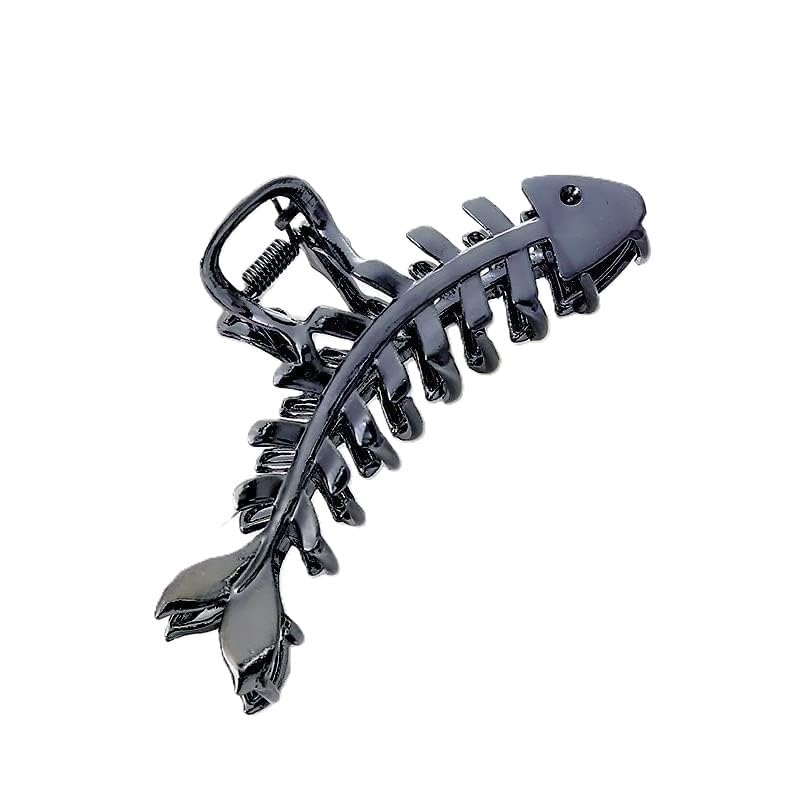 Black Fish Bone Shape Metal Hair Claw Clips - Image 4