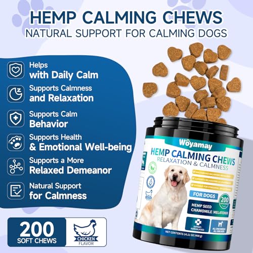 Woyamay Calming Dog Treats, 200 Counts Natural Dog Calming Treats, Calming Treat for Dogs Calm Support, Hemp Calming Chews for Dogs for Separation, Barking, Fireworks, Thunderstorms, Chicken Flavor - Image 3