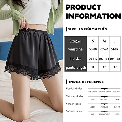 Eyndyn 3 Pieces Women Slip Shorts Lace Pettipants Half Slip Culotte Shorts Split Skirt (As1, Alpha, M, Regular, Regular, Black White Pink, M) #TOP6