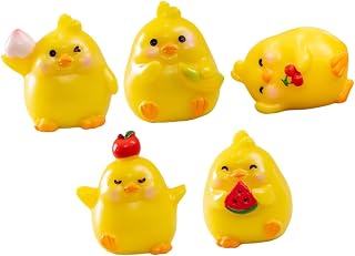 Wakauto 5pcs Miniature Chick Figurines Cute Realistic Micro Landscape Decor for Dollhouse Garden Terrarium Accessories Adorable Home Decoration