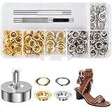 100 Sets 1/4 Inch Tiny Grommets Eyelets for Clothing, Eyelets for Paper Crafting, Eyelet Tool for Leather Craft, Belts, Bags, Shoes (Silver, Gold)