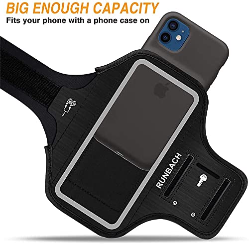 Iphone 14 Pro Max/14 Plus/13 Pro Max/12 Pro Max/11 Pro Max/Iphone Xs Max Armband,Runbach Sweatproof Running Exercise Armband With Card Slot For Iphone Max (Black) #TOP5