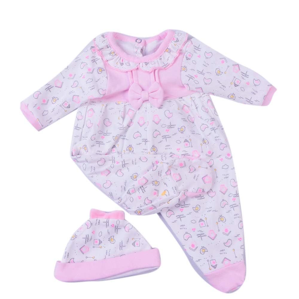 2 muñecas de bebé  Reborn para niñas, ropa de 16 a 18 pulgadas, muñeca recién nacida, traje rosa de 17 pulgadas con estampado de muñeca