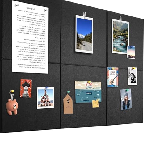 Pinnwand Groß 90x60cm Pinnwand Filz Selbstklebend mit 60 Reißzwecken, 6 Stück 9mm Dick Pinwand, Vision Board für Fotos, Notiz Memoboard für Zuhause Küche Büro Schule,Schwarz
