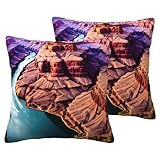 Material de lino de imitación de alta calidad: hechas de lino de imitación de alta calidad, estas bonitas fundas de almohada con estampado del Gran Cañón son gruesas y elegantes, proporcionando una sensación de lujo a la decoración de tu hogar.