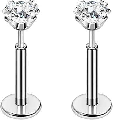 PunkTracker 16g/18g/20g Titanium Threadless Flat Back Cartilage Earrings