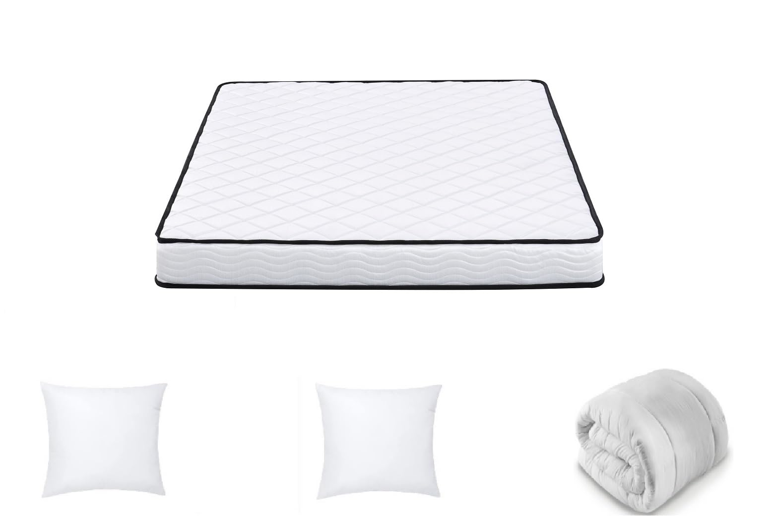 IZTOSS Matelas 140x190 avec Sommier a Lattes en Bois et Couette Oreiller