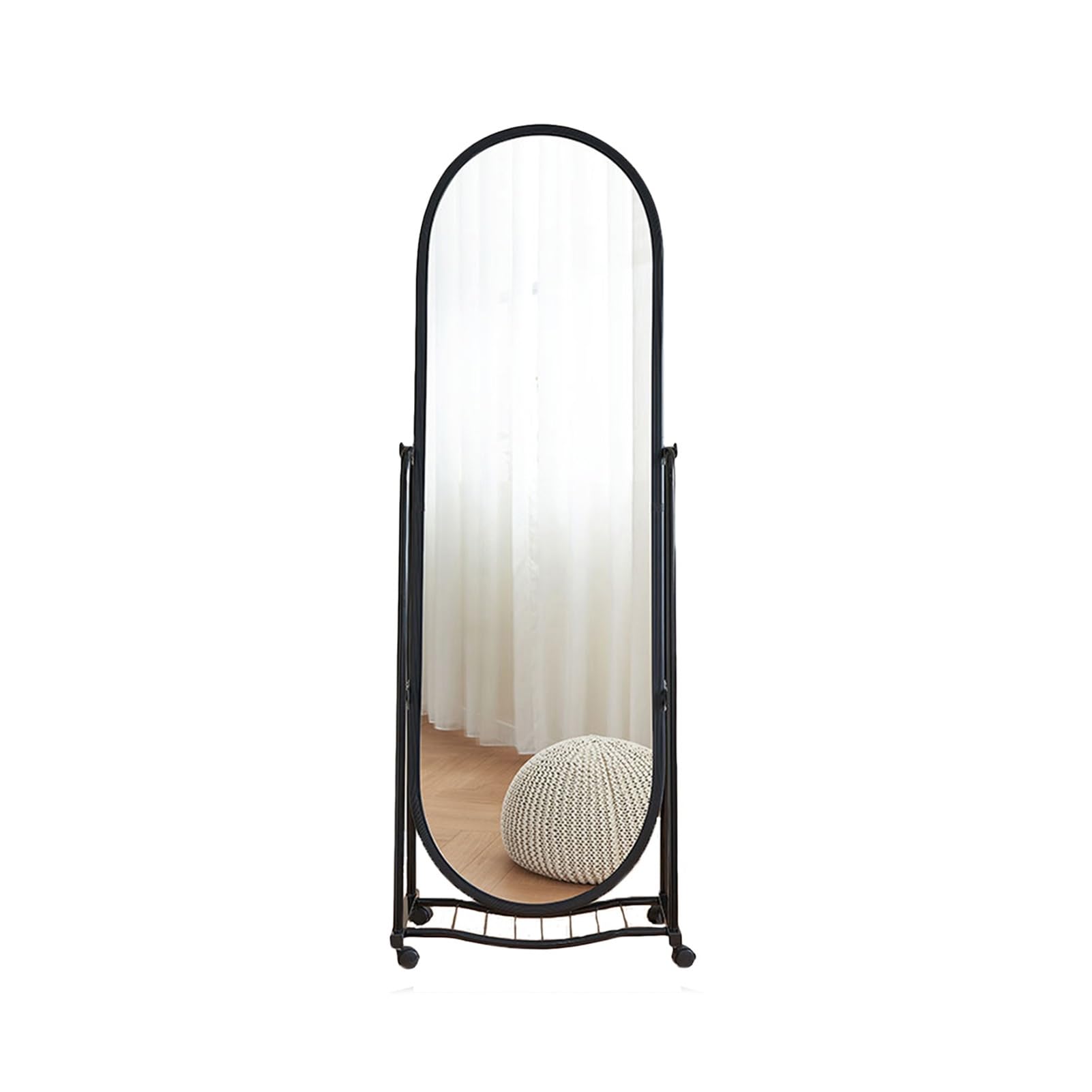 YINMAN Espejo De Cuerpo Entero, Espejo De Piso con Ruedas, Espejo De Tocador De Pie, Adecuado For Sala De Estar, Dormitorio, Guardarropa, Pasillo, Tienda De Ropa(Black,155x40cm)
