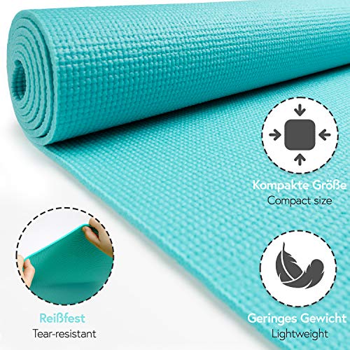 Powrx Yoga Mat With Bag | Exercise Mat For Workout | Non-Slip Large Yoga Mat For Women, 68" X 24" Turquoise, 0.15 Inches Thickness #TOP2