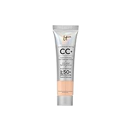 IT Cosmetics CC+ Cream Travel (Light Neutral) - Natural Full Coverage Foundation With SPF 50+, Color Corrector & Anti-Aging Hydrating Serum, Hyaluronic Acid + Peptides, Up To 24H Wear - 0.4 fl oz