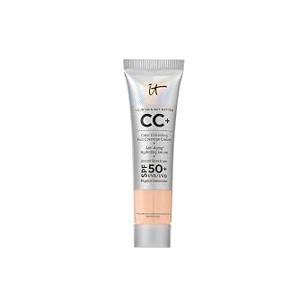 IT Cosmetics CC+ Cream - Natural Full Coverage Foundation With SPF 50+, Color Corrector & Anti-Aging Hydrating Serum, Hyaluronic Acid + Peptides, Lightweight Up To 24H Wear, All Skin Types