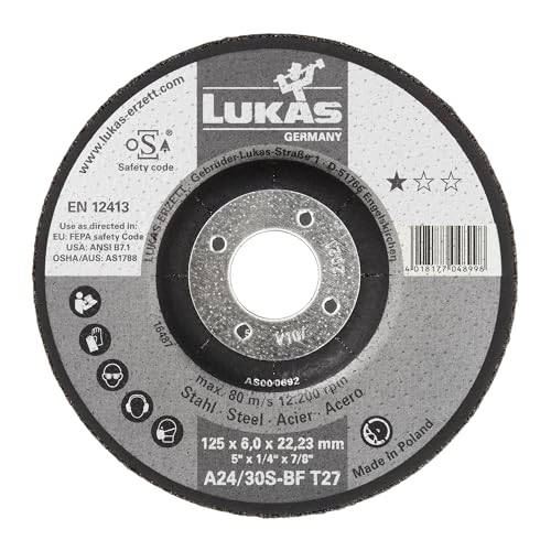 LUKAS-ERZETT Lot de 10 disques à ébarber T27 pour acier 150 x 6 mm coudé | pour meuleuse d'angle | A24/30S-BF - 16,5 x 16 x 9 cm