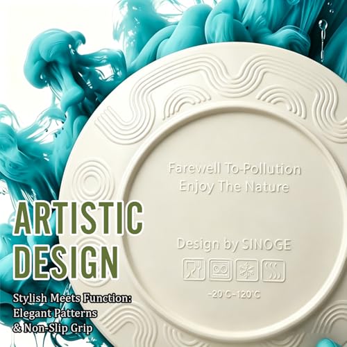 Image of Dinnerware Sets 40 PCS Wheat Straw Plates and Bowls Sets With Cups Service for 8 Microwave Safe Dishes for Kitchen Lightweight Dish Set for RV Outdoor Activities Travel - Beige Colors