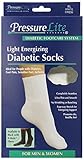 Activa Pressure Lite Light Energizing Diabetic Crew Socks, White, Medium