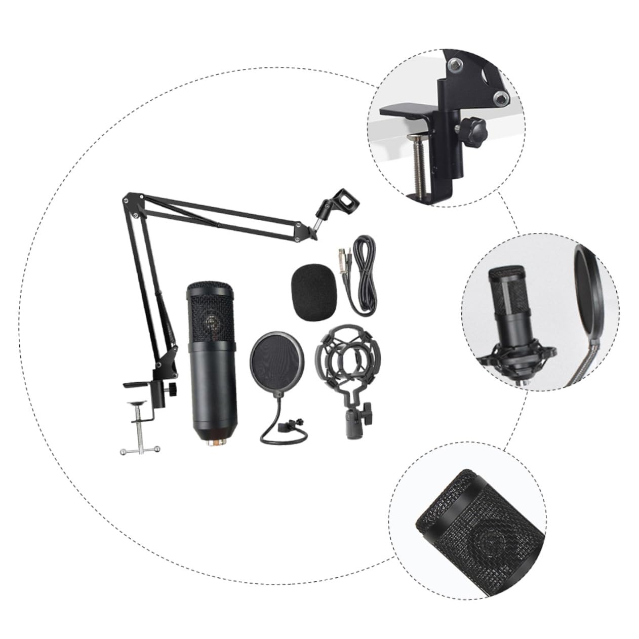 Microfono a Condensatore Bm800 USB Nero, per Streaming | Lega di Alluminio, Manopola di Regolazione Volume, per Broadcasting e Registrazione Voce Colore Casuale