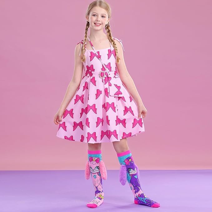TONICTOYS Cute Lace Socks for Girls | Handmade Fashion High Socks | Soft Cotton Fun Socks for Kids Ages 6–12 (Purple) 3