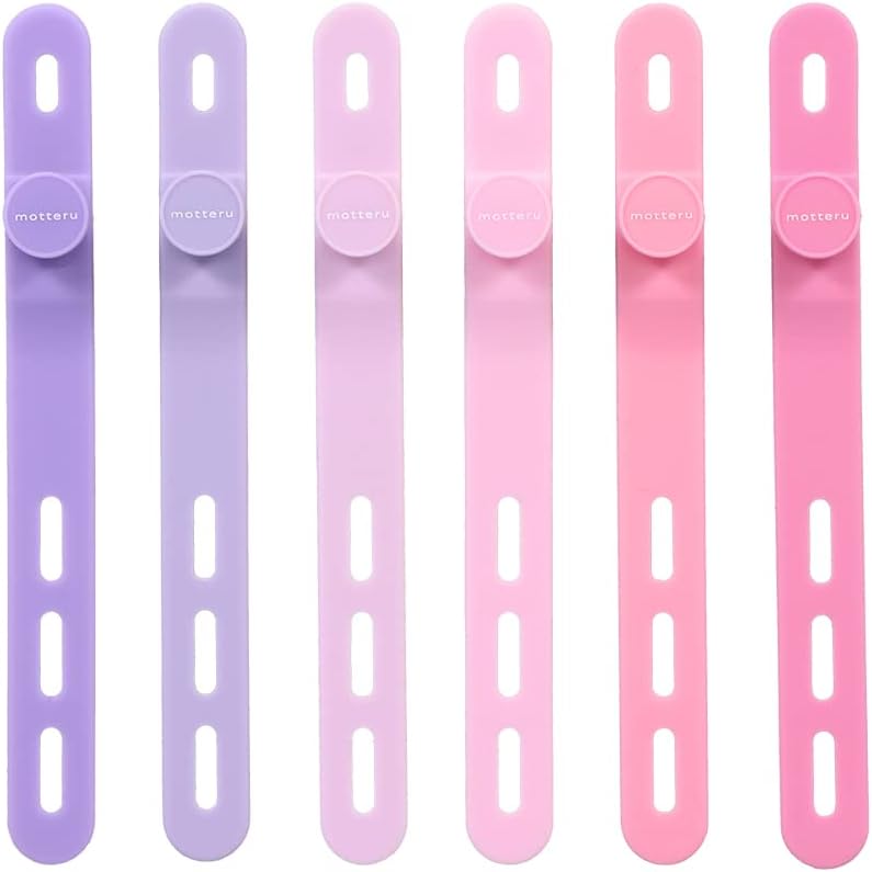 MOTTERUsofumo Soft Touch Cable Band Reusable Silicone Convenient Goods Dryer/Hair Iron 6 Colors 1 Set of 6 Cotton Candy Color MOT-CBBAND03-CC