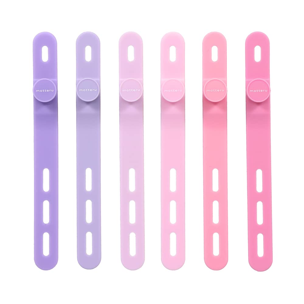 MOTTERUsofumo Soft Touch Cable Band Reusable Silicone Convenient Goods Dryer/Hair Iron 6 Colors 1 Set of 6 Cotton Candy Color MOT-CBBAND03-CC