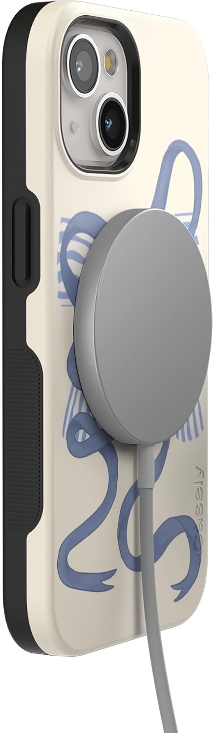 Casely iPhone 15 Case | Heartstrings | Blue Bow | Bold Protective Design | Compatible with MagSafe