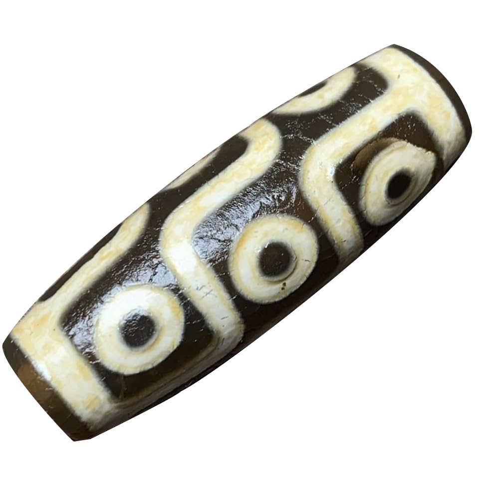 Collier agate dzi à neuf yeux : pendentif tibétain en pierre naturelle haut de gamme