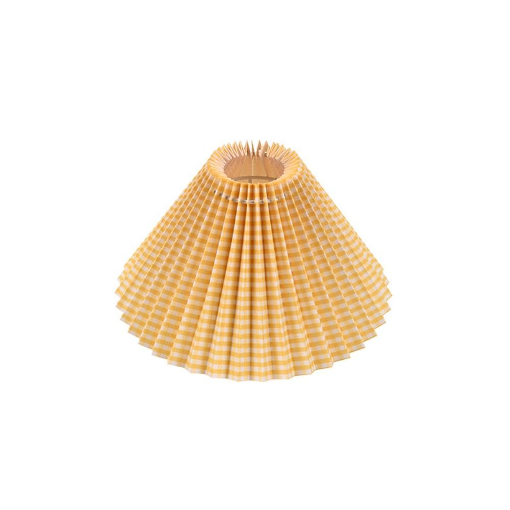 Small Pleated Table Lampshade Chandelier Cover, Hotel Bedroom Pleated Lampshade Indoor Lighting Accessories(Yellow-Checkered Style)