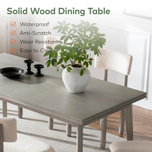 Chogori Solid Wood Dining Table, French Country Dining Table-Natural Wood Veneers & Water Based Paint Finished- Vintage Kitchen & Dining Room Table for 4-6 People (Straight Leg) - Image 6