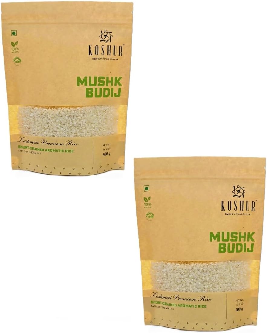 Koshur Premium Kashmiri Aromatic Rice Mushk Budij 800g, Rich Aroma, Natural Scented Perfect Fit For Everyday, Highly Nutritious, Delicious Natural Fragrance