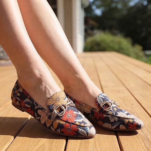 Image of Tilocow Metal Chain Loafers Flats for Women Pointed Toe Slip on Flats Dressy Casual Comfortable Work Business Shoes