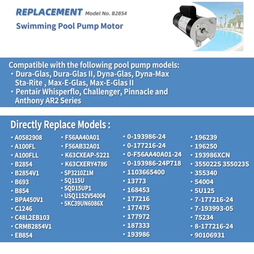B2854 1.5HP Pool Pump Motor Replace Century/AO Smith B2854 Pool Pump Motors - Image 5