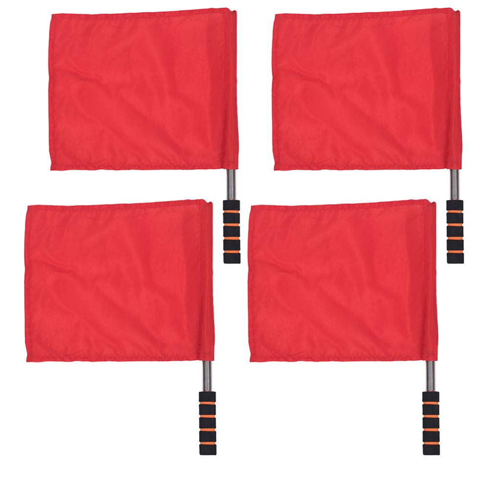 Sewroro 4pcs Sports Linesman Flags Referee Flag Flag Events Match Training Flags with Stainless Steel Pole Stick (Red)