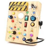 Baby Montessori Busy Board ab 2 Jahr, Motorikspielzeug mit 19 LED, Activity Board Holzspielzeug Lernspielzeug Sensorik Spielzeug, Geschenk Jungen und Mädch ab 2 3 4 Jahr