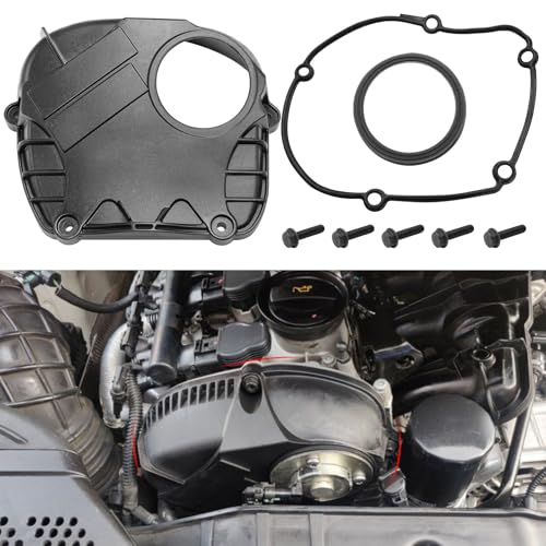 Abodvu Aluminum Engine Timing Cover W/Gasket Compatible with VW Passat Beetle CC EOS Golf GTI Jetta Audi A3 A4 A5 A6 Allroad Q3 Q5,Timing Chain Cover Replacement for 06H103269C 06H103269H 06H103269G