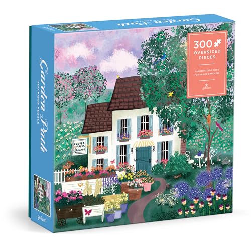 Galison Garden Path – Rompecabezas de 300 piezas con arte brillante y audaz de cabaña y camino en jardín para adultos y familias miniatura 1
