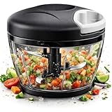 Mini Processador de Alimentos Manual, Triturador de Alho Grande 500ml - 3 Laminas Aço Inoxidavel, Triturador de Alimentos